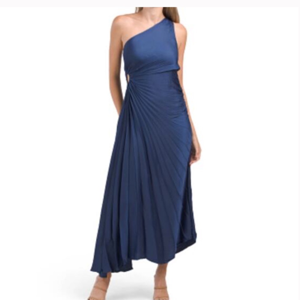 House of Harlow 1960 One Shoulder Navy Dress